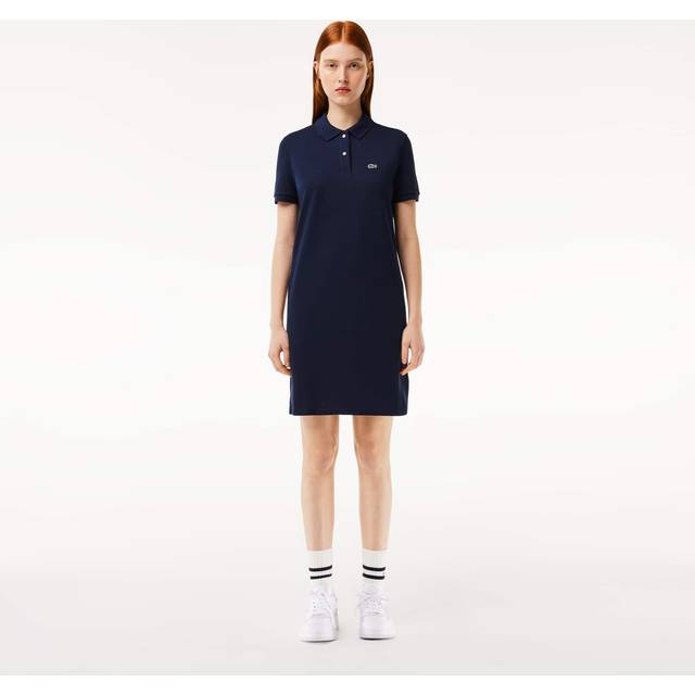 Lacoste Supple Petit Piqué Polo Dress Size 4 Midnight Blue - Midnight blue