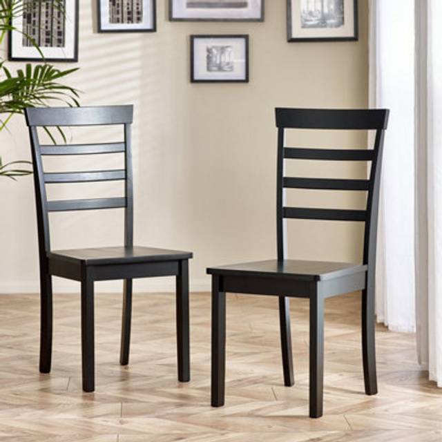 Set of 2 whitby solid wood traditional farmhouse dining chairs in black