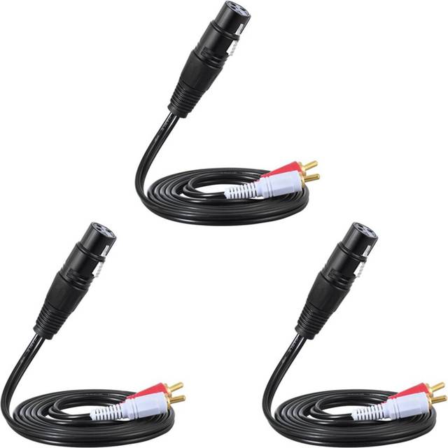 3 Pcs 1.5M/ 5Ft Stereo Audio Splitter Patch Y Cable Cord 1 XLR Female to 2 RCA Male Plug