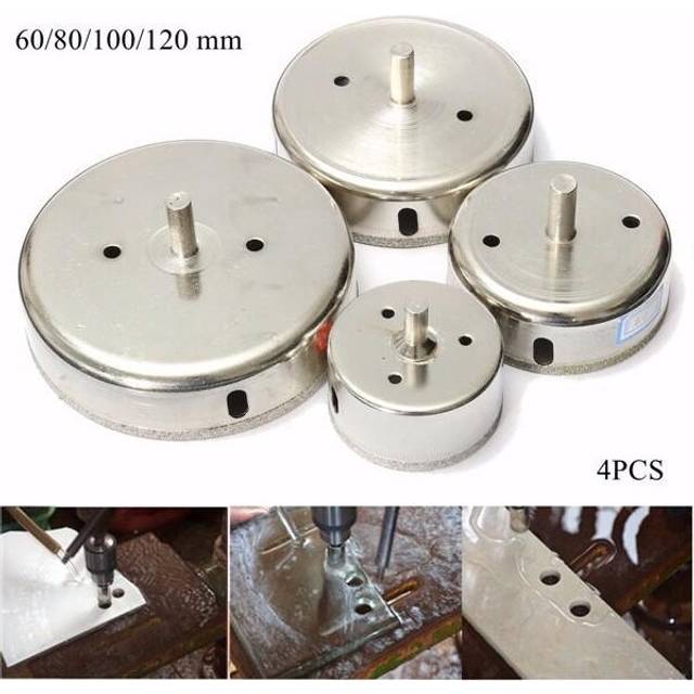 4pcs 60-120mm Diamond Hole Saw Drill Bit Set Tile Ceramic Glass Porcelain Marble Bits