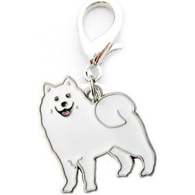 6 Pcs Metal Dog Key Chain Lovely Puppy Pendant Keyring Keychain Woman Bag Charm Gift Samoyed_2.5cm