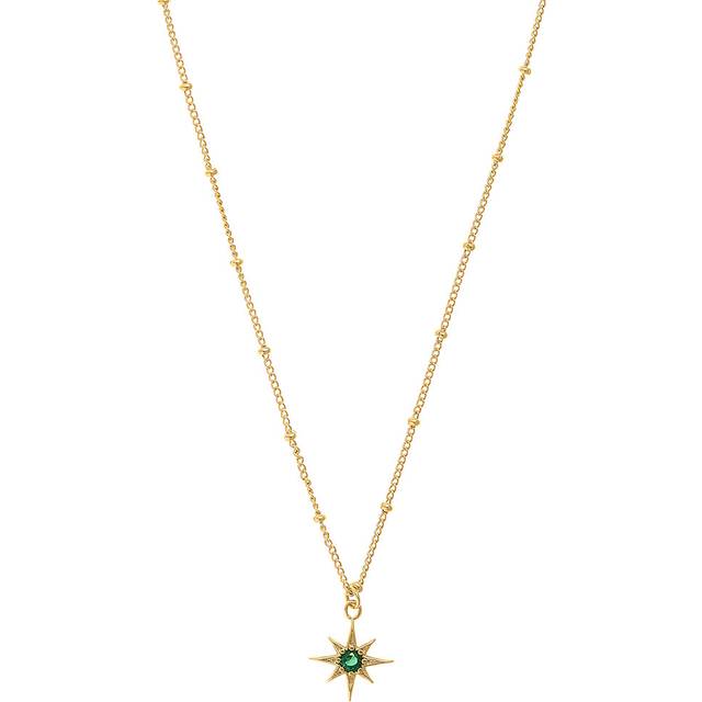 Orelia Emerald Star Charm Necklace, Gold/Green