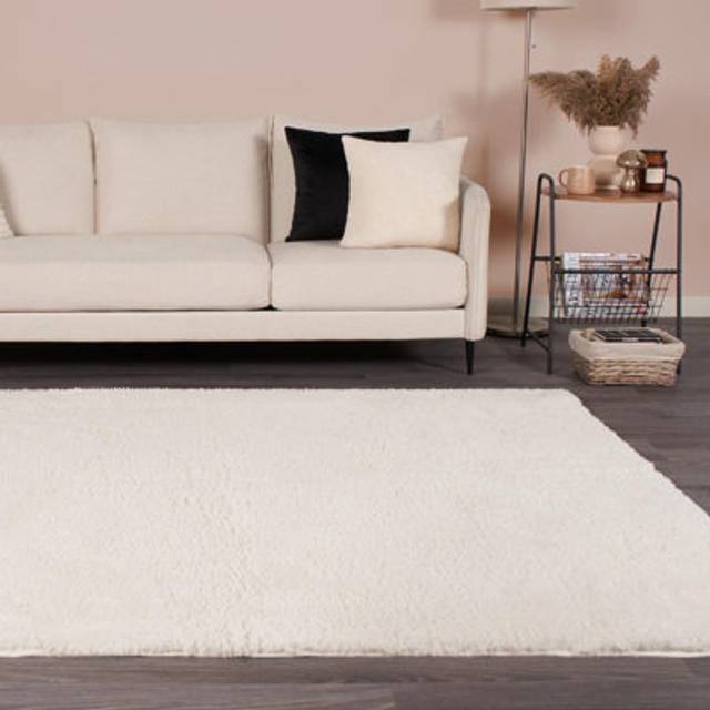 Fluffy Shaggy Rug Soft Rugs Bedroom Carpet Area Mat - Cream - 80cm x 150cm
