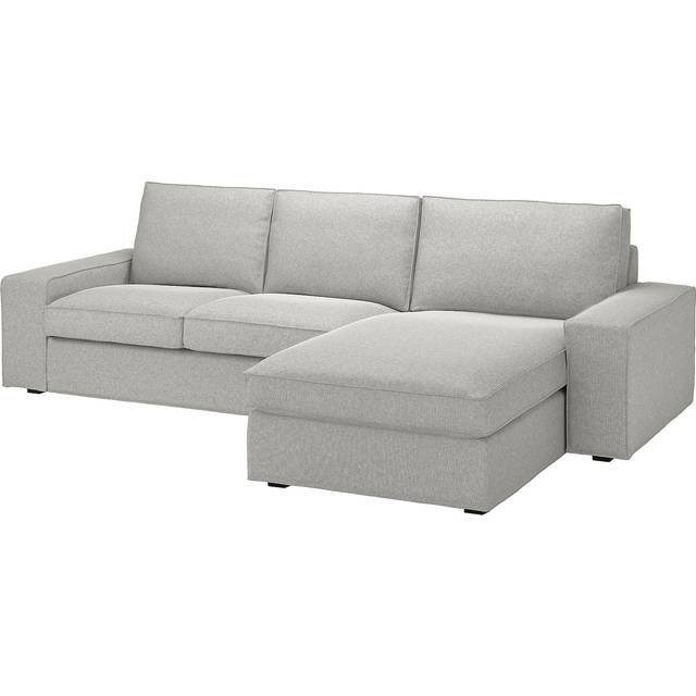 KIVIK 3-sitssoffa med schäslong, Tallmyra vit/svart