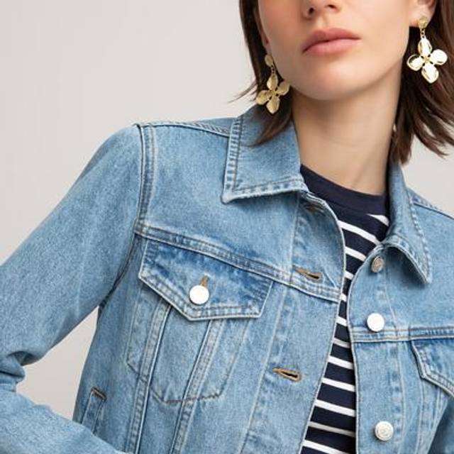 Fitted Denim Jacket - Double Stonewashed Blue - 16