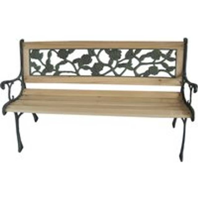 (Rose) BIRCHTREE 3 Seater Outdoor Wooden Garden Bench Cast Iron Legs Park Seat Furniture