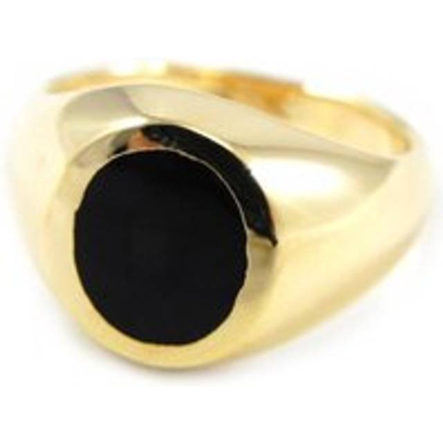 'King' Onyx Gold Plated Signet Ring 56 black