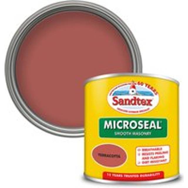 Sandtex Microseal Smooth Masonry Paint, Terracotta 150ml, 15 Yr Protection, Paints, Wall and Ceiling Paints