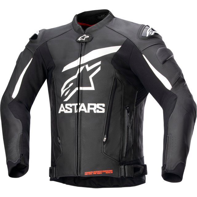 Alpinestars GP Plus V4 Motorcycle Leather Jacket, black-white, Size 52 for Men