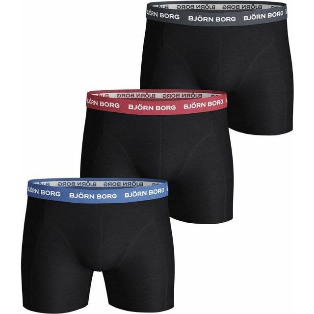 Bjorn Borg Björn - 3 Pairs Mens Cotton Rich Comfort Stretch Fit Boxer Shorts - Black Mix - Size Small