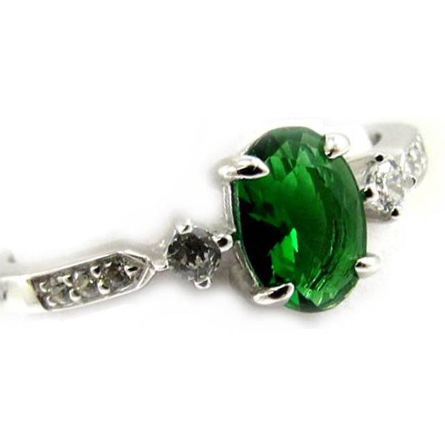 Emerald 'Scarlett' Silver Ring 50 green