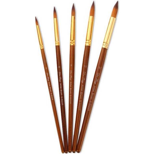 5Pcs Paint Brushes Round Nylon Hair Watercolor Paintbrushes Set Artists Brushes