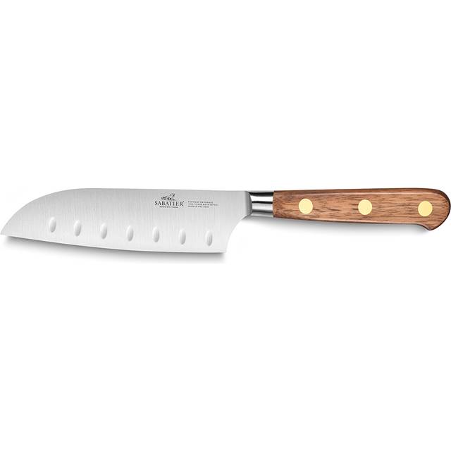 Lion Sabatier® Ideal Perigord 13cm Scalloped Santoku Knife (Walnut Handle with Brass Rivets)