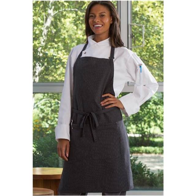 Adjustable Butcher Apron, Grey with Triple Stripe