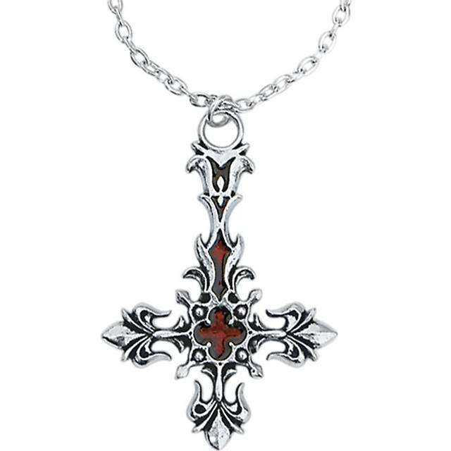 Alchemy Gothic St. Lucifer's - Red Blood Cross Necklace silver coloured - Onesize