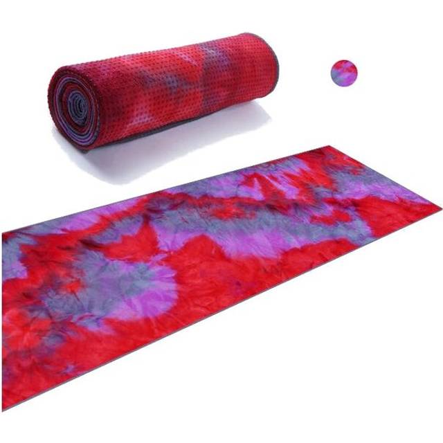 (Red) Tie-Dye Print Yoga Pilates Meditation Non-Slip Towel
