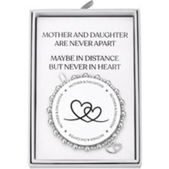 Philip Jones Silver Plated Mother and Daughter Quote Stretch Bracelet with Gift Box
