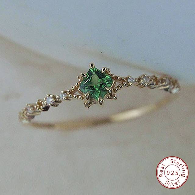 Stylever 1pc Vintage Green cubic zirconia Set Ring Ladies Jewelry For Women s925 Sterling Silver Retro Ring Fine Jewelry Gift For Girls Prom Party Decor