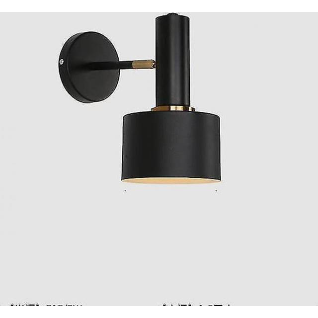Wrought Iron Bedroom Bedside Lamp Living Room Wall Lamp Attic Wall Lamp Creative Mirror(Black)