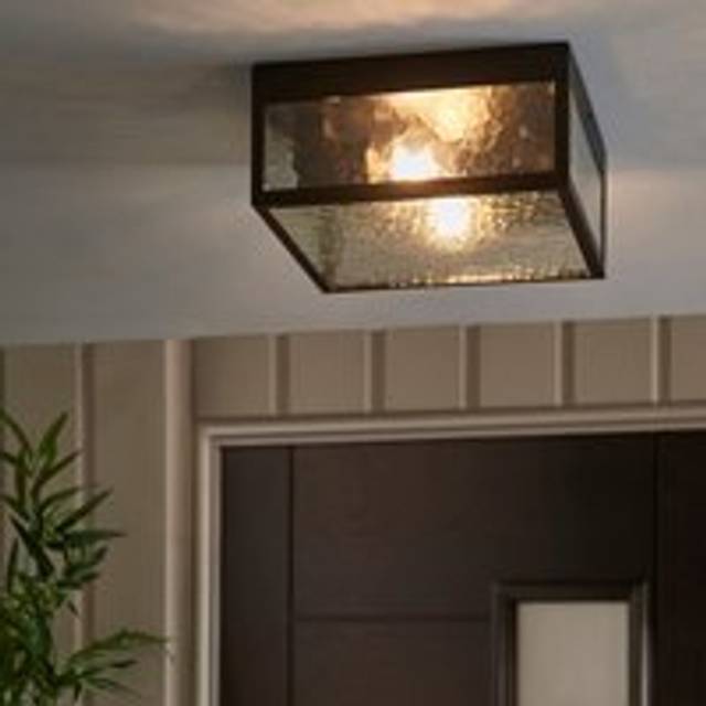 London Industrial Outdoor 2 Light Flush Porch Ceiling Light - Clear