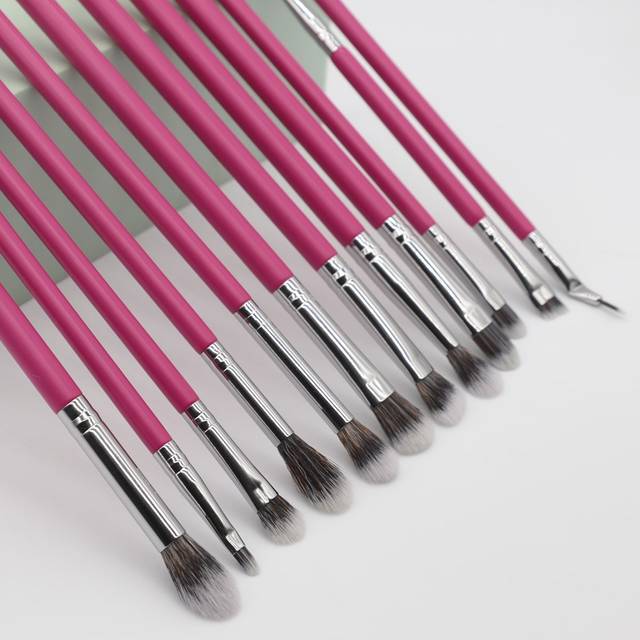 SHEIN 12pcs Pink Eye Makeup Brush Set Without Storage Bag For Party, Home Or Travel