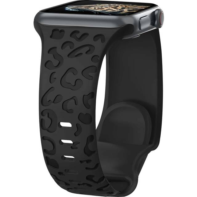 Unbeinst 1pc Leopard Print Carved Soft Silicone Watchband Compatible With Watch Ultra Series 10 9 8 7 SE 6 5 4 3 2 1