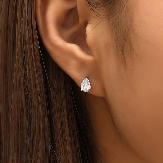 1 par Cubic Zirconia örhängen, örhängen - Silver (En-Storlek)
