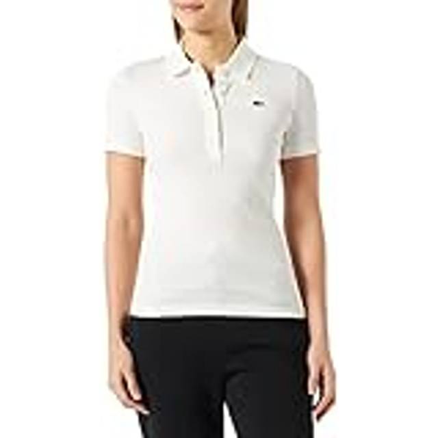 Lacoste Slim Fit L.12.D Ribbed Cotton Polo Shirt Size 6 White