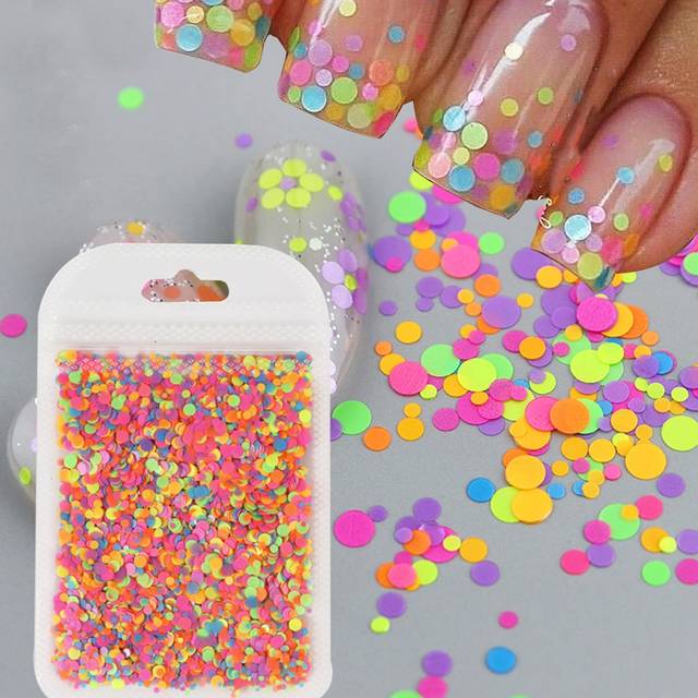 SHEIN 1pack Round Nail Art Glitter Sequin For DIY Nail Art Decoration