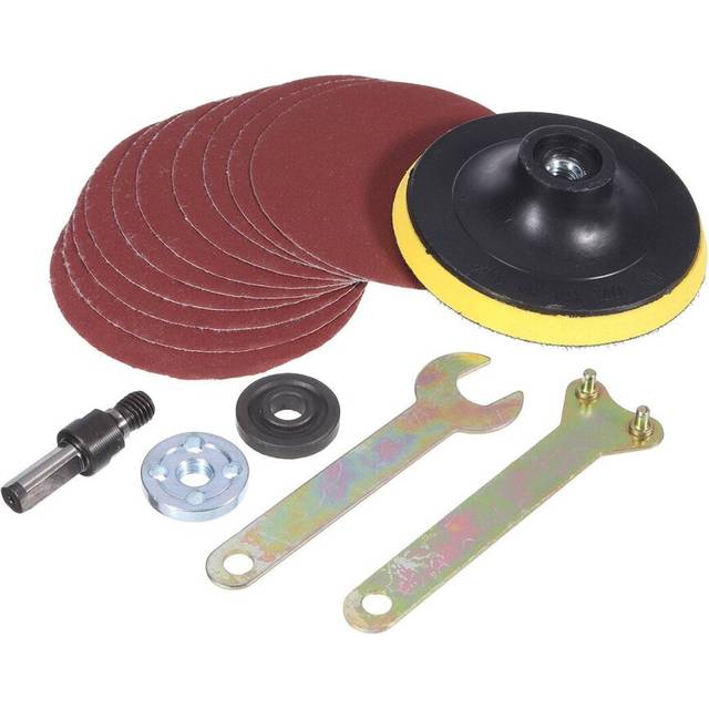 4 Inch Sanding Pad with 10pcs Sandpapers and 5pcs Flange Nuts Grinding Accessories for Polishing Abrasive Tools