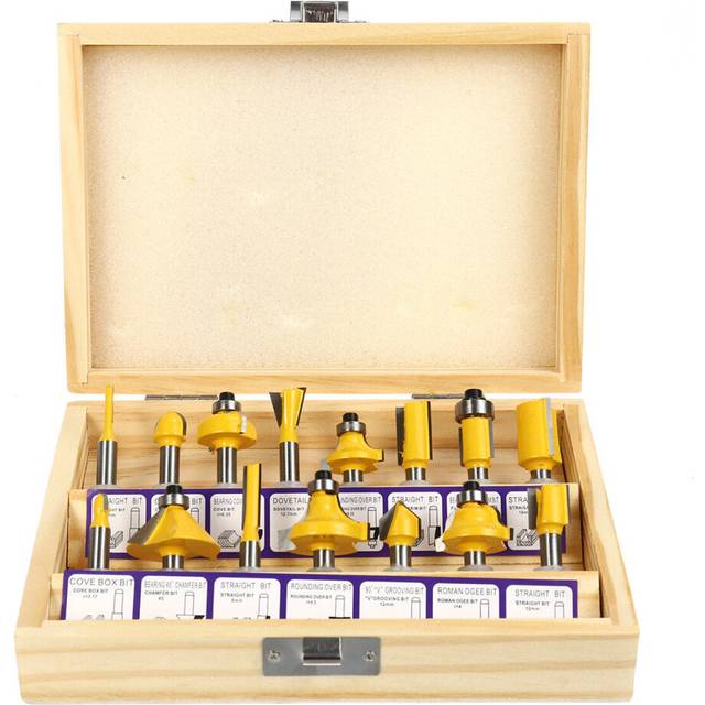15pcs 1/4 Inch Shank Router Bits Set Carbide Trimming Machine Tool Set for woodworking