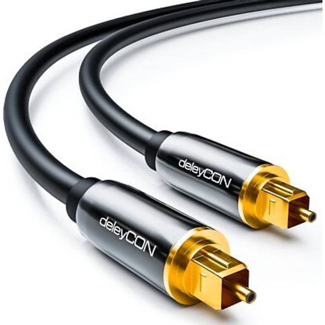 deleyCON 1,5m Optisk Digital Ljudkabel - S/PDIF - 2x Toslink-Kontakt - LWL Fiberoptisk Kabel Metallkontakt 5mm Flexibel - Svart