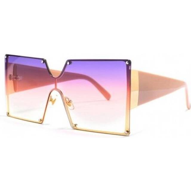 (3) 2020 Oversized Square Sunglasses Women Men Brand Designer Fashion Gradient Blue One Piece Sun Glasses Vintage Shades UV400