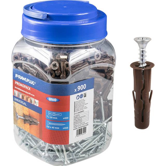 Rawlplug Uno Brown Wall Plug (Dia)7mm, Pack Of 700 - One Size