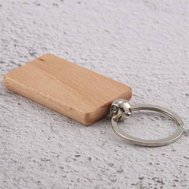 200 Blank Wooden Keychain Rectangular Engraving Key ID Can Be Engraved DIY