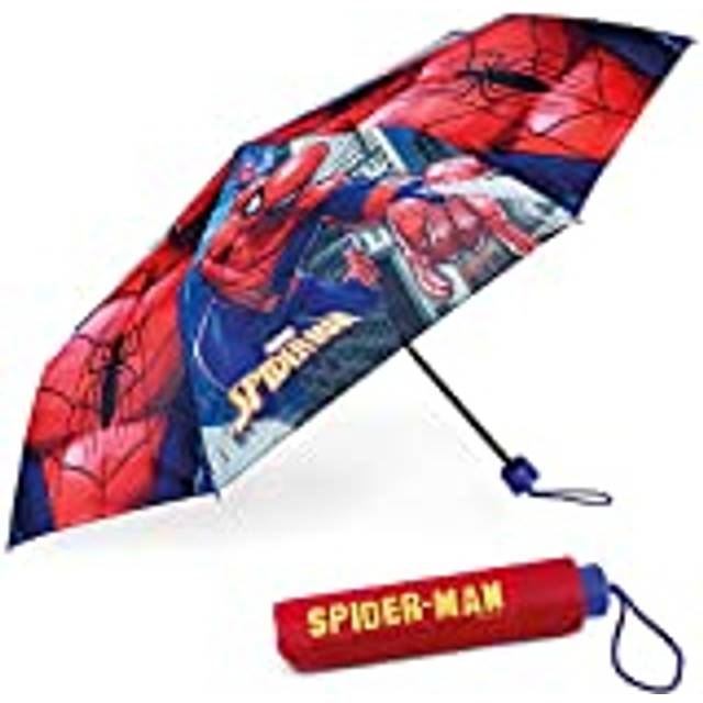 Vindtätt Barnparaply Spiderman - BONNYCO | Hopfällbart Resparaply med Förstärkt Struktur | Kompakt Paraply för Ryggsäck och Utflykter | Smidigt Mini-Paraply, Unika Presenter för Barn