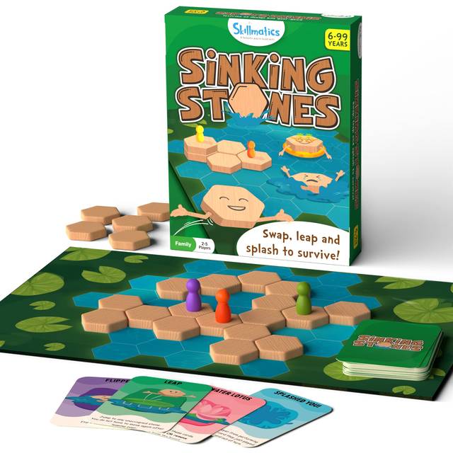 Board Game - Sinking Stones, Fun Strategy Game, Gifts & Family Friendly Games for Ages 6 and Up