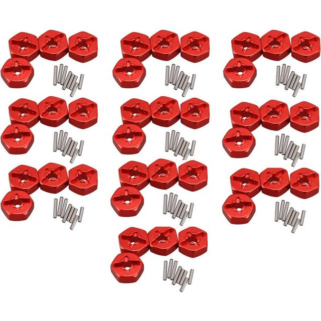 40X Aluminum Alloy 12mm Combiner Wheel Hub Hex Adapter Upgrades for 144001 1/14 RC Car Spare Parts,Red