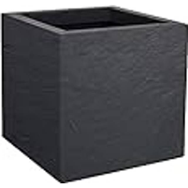 EDA - Volcania'Up fyrkantig kruka 21 l - stenimitation dekor - enkel vägg - vattenhållningszon - 29,5 x 29,5 x 29,5 cm - stengrå