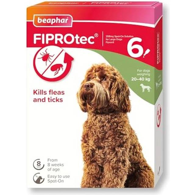 | FIPROtec Spot-On for Large Dogs (20â40kg) | Kills Fleas & Ticks | Vet Strength Treatment | 6 Pipettes