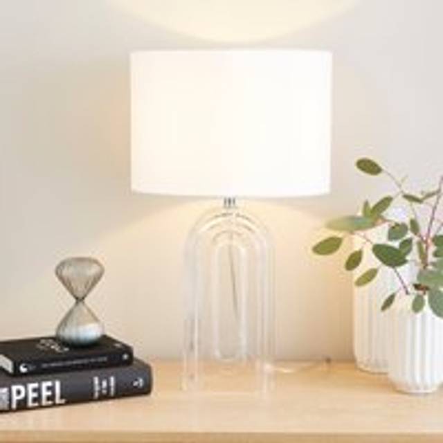 Josie Large Arched Glass Table Lamp - Clear