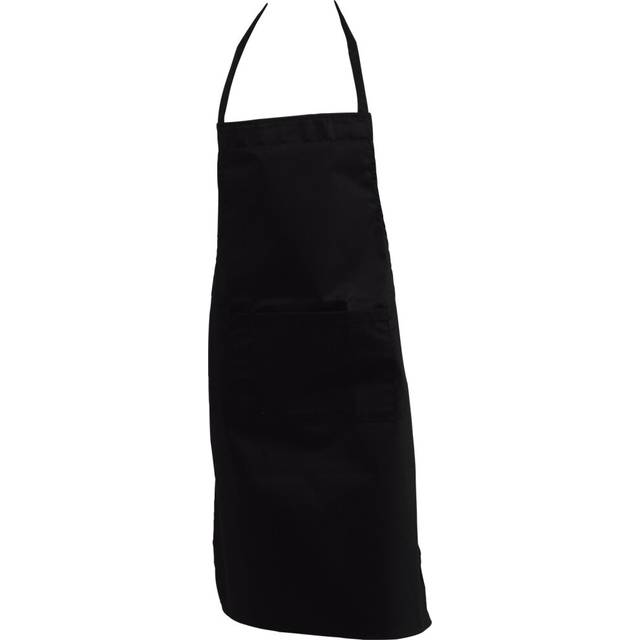 (Black, Single Apron) Cotton Bib Apron Large Pocket Kitchen Chef Baking