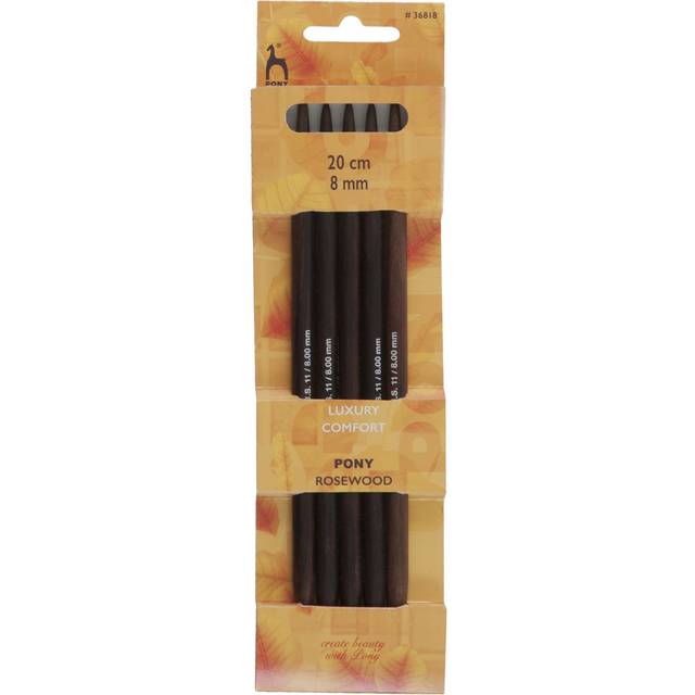 Pony Rosewood 20cm Double-Point Knitting Needles - Set of 5 - 20cm x 8mm (P36818)
