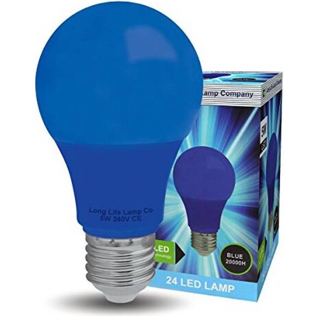 Bright 5w LED Coloured GLS Light Bulb Blue E27 Edison Screw Fitting
