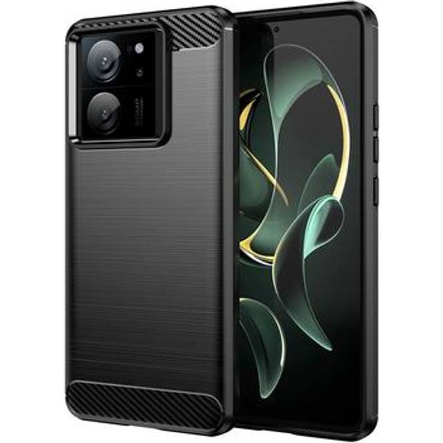 Xiaomi 13T/13T Pro Borstat TPU Skal - Kolfiber - Svart