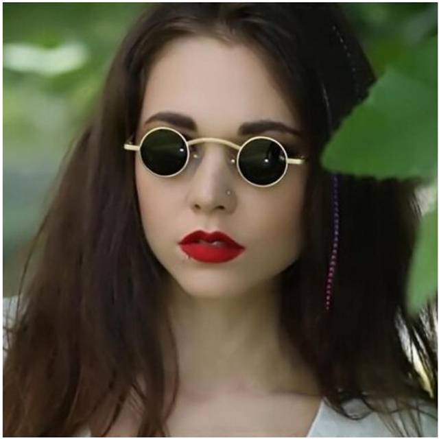 (Gold Grey) Trendy Small Metal Frame Steampunk Sunglasses Vintage Women/Men Round Sun Glasses  Classic Gothic Driving Goggle Oculos De Sol