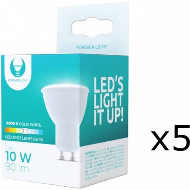 LED-Lampa GU10, 1W, 230V, 6000K, 5-pack, Kallvitt