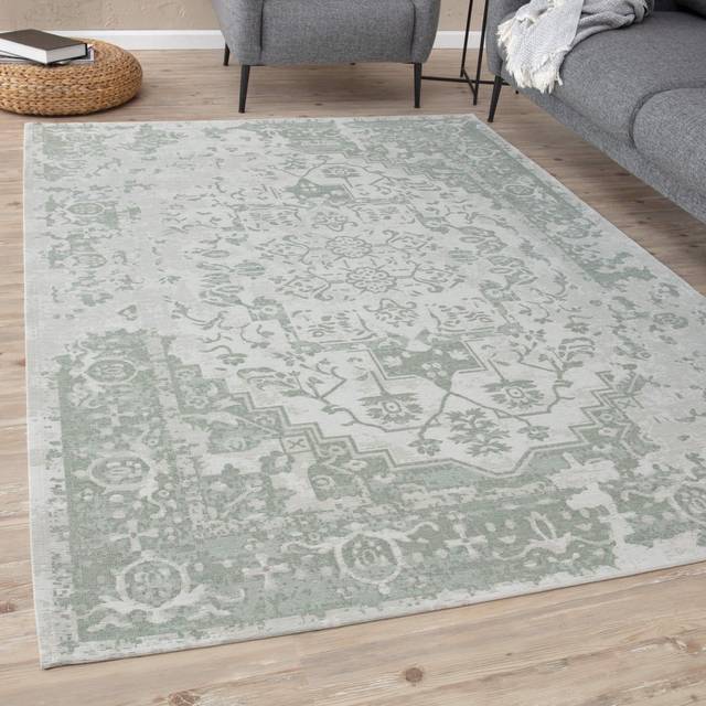 Washable Rugs for Living Room Kitchen Bedroom Vintage Design Green Machine Washable Area Rugs and Runners 6961 - 120cm x 170cm