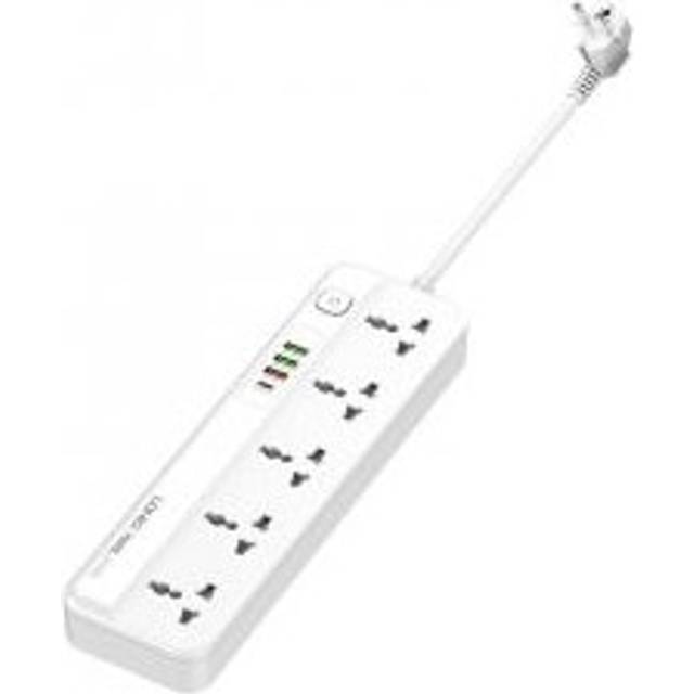LDNIO Power Strip With 4 USB Pop Socket 2M Extension Cable Network Filter USB Fast Charging Multi Outlet Surge Protector Kr Plug - 2 M EU Plug
