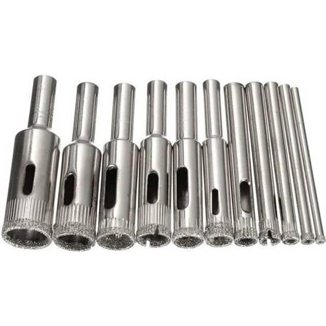 11Pcs 3-14mm Diamond Coated Core Hole Saw Drill Bit Set Tools for Tiles Marble Glass